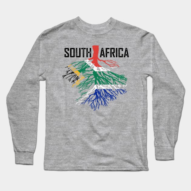 South Africa Roots South African Flag Gift Long Sleeve T-Shirt by BraaiNinja